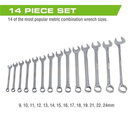 Arcan A14PMCW Metric Combination Wrench Set, 14-Piece
