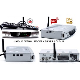 FULL HD Built in WiFi Freeview Set Top Box Receiver Digi Box Digital TV Terrestrial Tuner USB HD Recorder HDMI or SCART Connections (iView HD Silver) Wi-Fi inside
