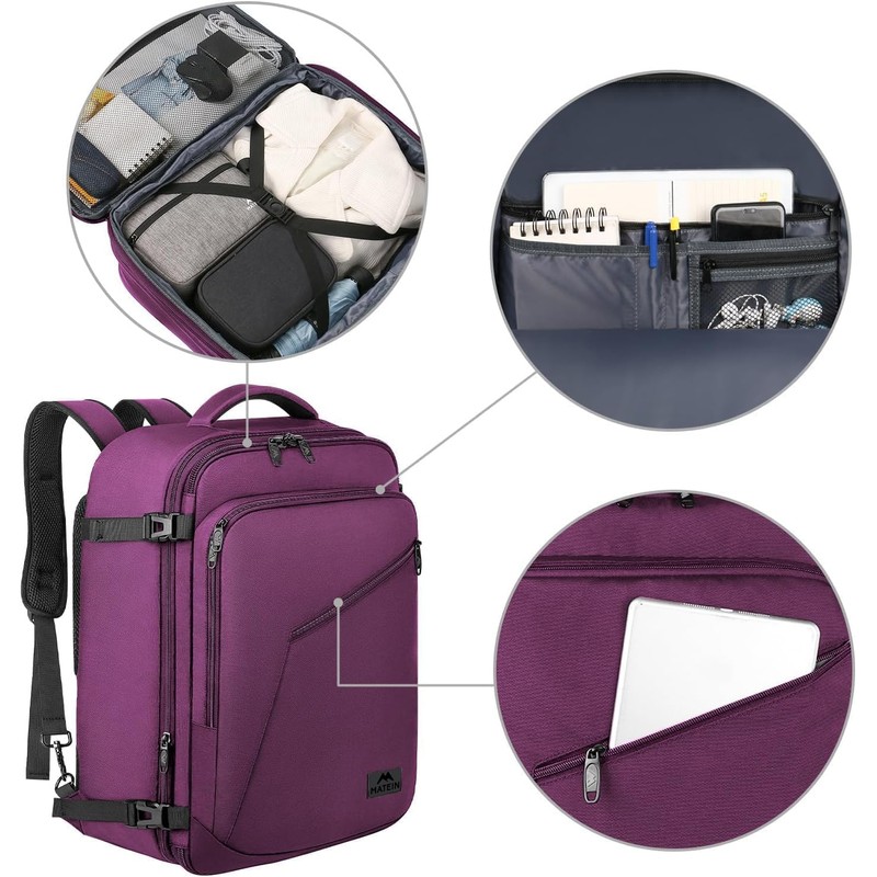 MATEIN Carry on Backpack for Women, 27L Flight Approved Backpack