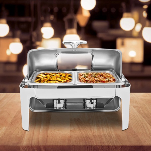 Unbranded Roll-top Catering Stainless Steel Chafer Chafing Dish Sets 2