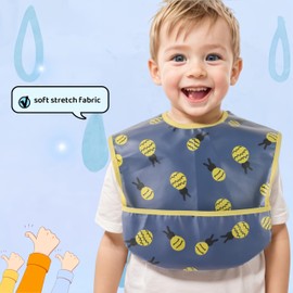 norinori Baby bibs Waterproof Feeding bib - Starter Bib with Catcher Pocket For Todder Infants Washable Soft 4Pac 6-24M