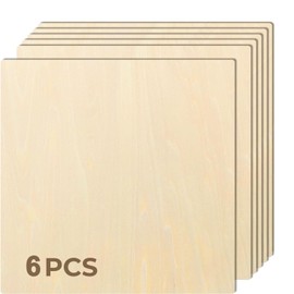 CREALITY FALCON Basswood Sheets 6 Pack 12" x 12" x 2 Inch-5mm Thick Plywood Sheet Smooth Surface Squares Wood Boards for DIY Crafts Laser Cutting, Wood Engraving, Wood Burning