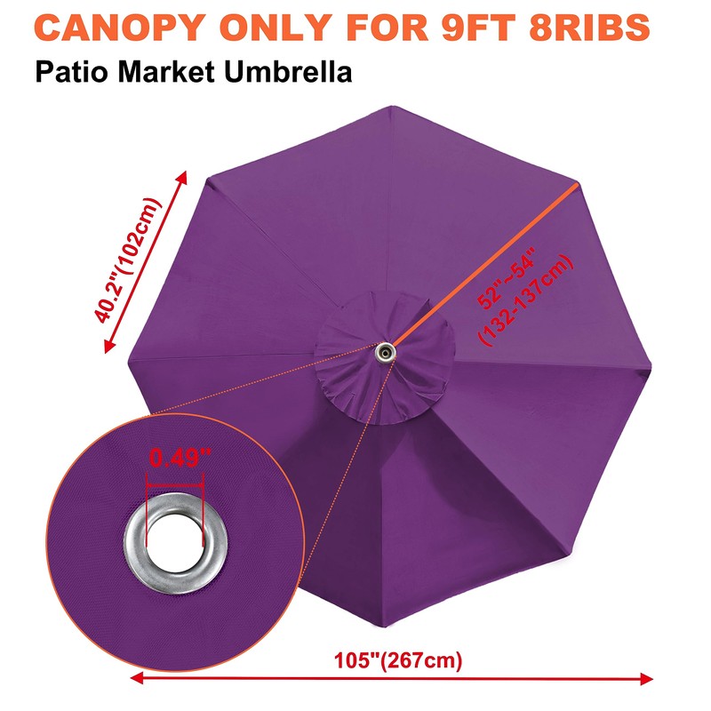 EliteShade USA 9FT Replacement Covers 8 Ribs Market Patio Umbrella