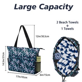 Jercery Waterproof Beach Bags for Women Vacation, Large Beach Tote Bag with Zipper for Travel, Pool, Swimming, Shopping, Beach Essentials