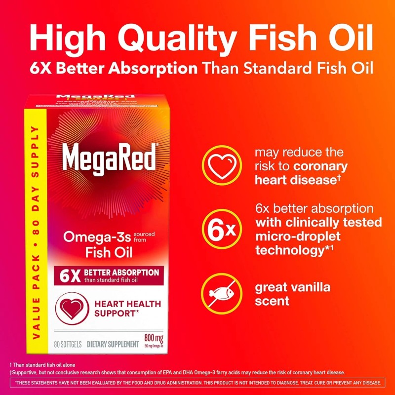MegaRed Advanced 6X Absorption Softgels - Omega-3 Fish Oil Supplement