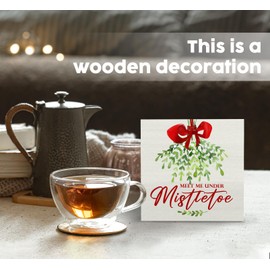 Nitelat Meet Me Under The Mistletoe Sign, Large Christmas Sign Mistletoe,Christmas Wooden Box Signs,Rustic Farmhouse Christmas Decor,Christmas Bow Xmas Wood Sign Home Decor,Home Decor Christmas Gifts