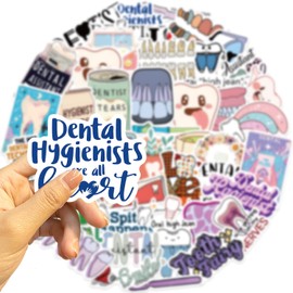 Funny Dentist Stickers,50 PCS Dental Health Vinyl Waterproof Decals for Water Bottles Computer Bicycle Skateboard Luggage Phone Pad Laptop Kids Teens Stickers Pack