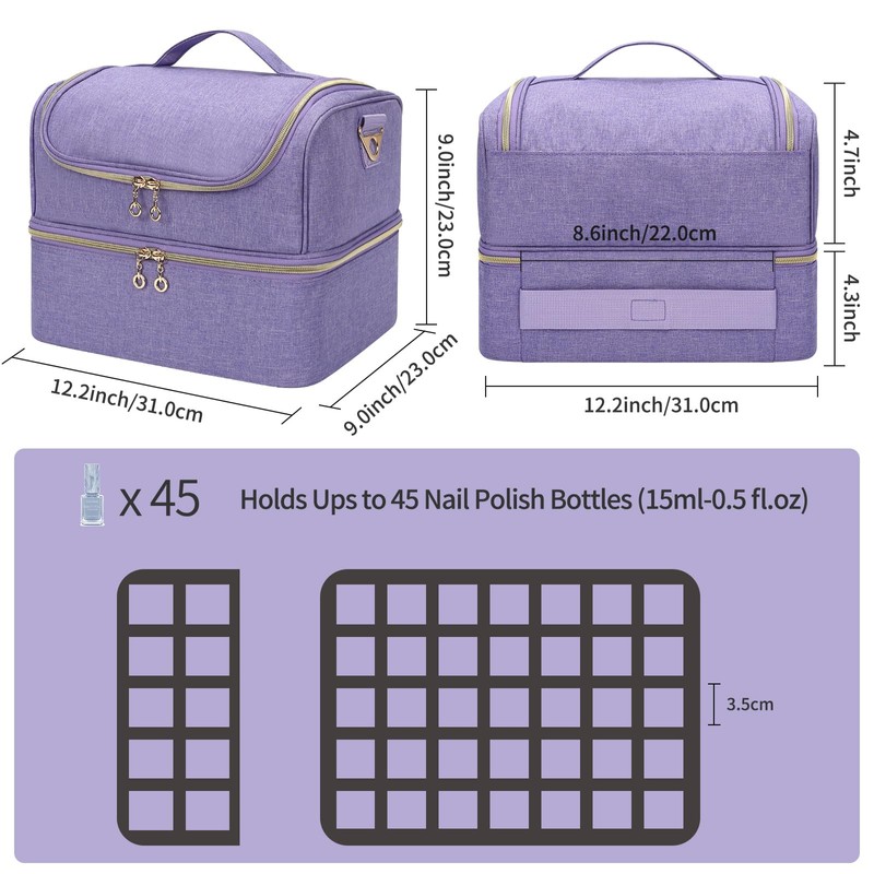 CUBETASTIC Nail Polish Organizer Case, Nail Supplies Storage Box Holds
