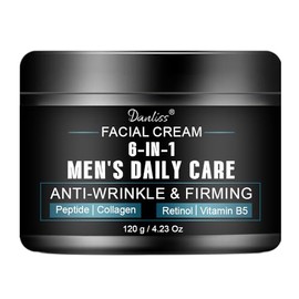 6-in-1 Mens Face Moisturizer - Anti Aging & Wrinkle Men's Face Lotion Face Cream for Men with Retinol Collagen Peptides, Reduce the Look of Eye Bags, Dark Circles and Puffiness Day & Night 4.23 Oz