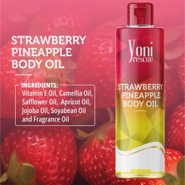 Strawberry Pineapple Body Oil by YoniRescue – Fast-Absorbing Moisturizer with Apricot, Jojoba, Avocado & Vitamin E Oils