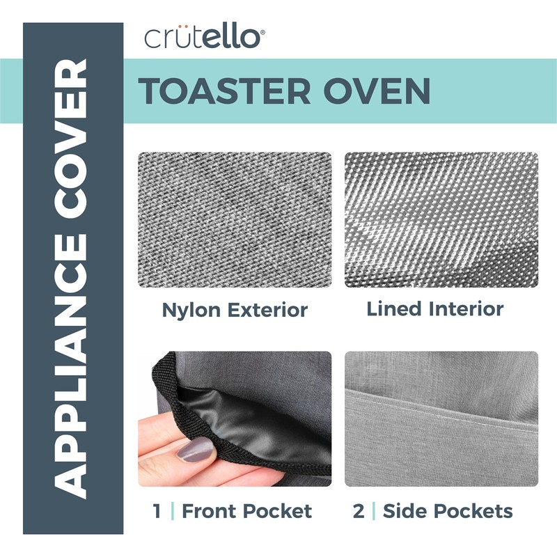 Crutello 4 Slice Toaster Oven Cover with Storage Pockets Dust