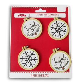 Embroidery Hoop Folk Christmas Tree Ornaments - 4 Count (Joyful Snow)