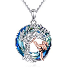 HOPEEZZ Karate Necklace For Women Sterling Silver Crystal Necklace Tree Of Life Jewelry Gift For Women (Karate-Crystal)