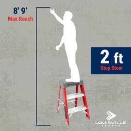 Louisville Ladder 2-Foot Fiberglass Step Stool Industrial, 300-Pound Load Capacity, Type IA, FS1502