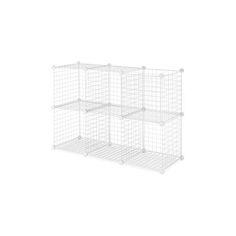 Whitmor Storage Cubes - Stackable Interlocking Wire Shelves - White
