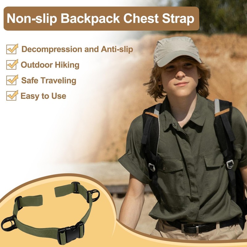 CHONGQILAO Adjustable Chest Strap Backpack, Chest Strap for Backpack, Backpack