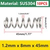 Qrity 10Pcs Coil Extended Compressed Spring, Compressed Springs, Stainless Steel