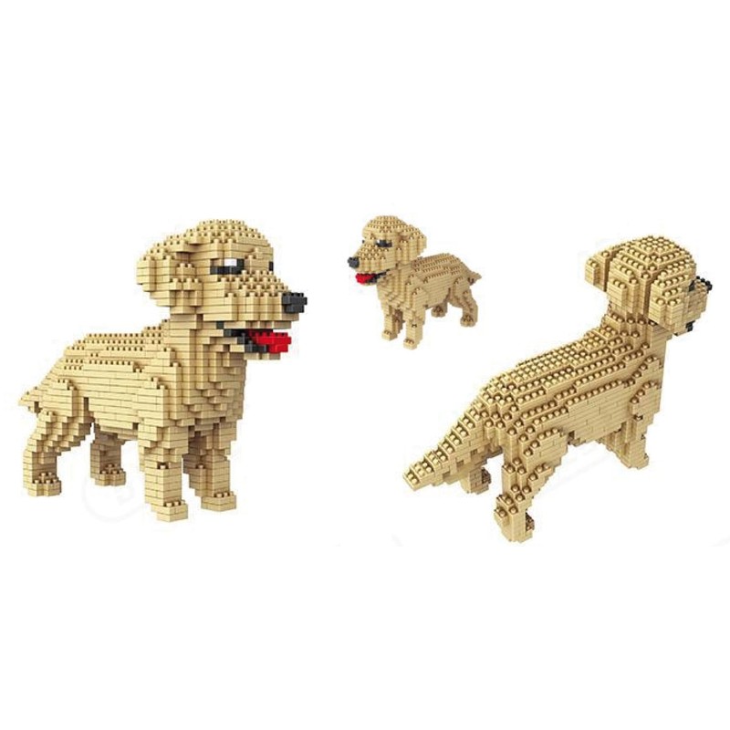 Atomic Building Golden Retriever dog. Figure to assemble with nanoblocks.