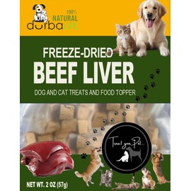 DurbaLife Freeze Dried Dog and Cat Treats Food Topper (2.0 oz, Beef Liver)
