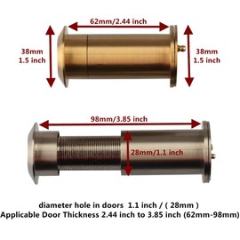 Safety Door Viewer,Solid Brass 220-degree Door Viewer/Peephole with Heavy Duty Rotating Privacy Cover Doors, Durable Door Viewer for Home Office Hotel Lengthen Type 28mm (Red Bronze)