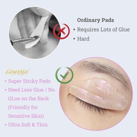 Lomansa Lash Lifting Pads, Eyelash Lifting Pads, Super Sticky, 4 Sizes (Transparent Glitter)