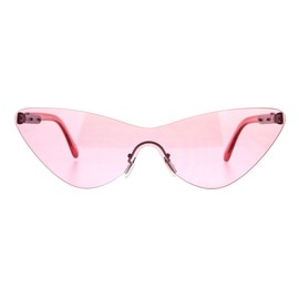 Rimless Cateye Sunglasses Womens Thin Monoblock Translucent Frame UV400 Pink
