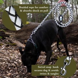 SafetyPUP XD Reflective Dog Leash. Heavy Duty and Durable for Large and Medium Breeds. 6 Ft Long Rope, Tangle Free Braided Leash with Comfortable Handle (Black)