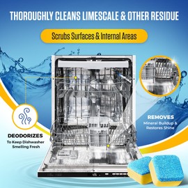 Dishwasher Cleaner Tablets - 24 Tablets (1-Year Supply) Lemon-Scented, Heavy Duty Cleaning Descaler Pods for Dish Washer, Deep Cleans & Maintains Your Dishwashing Machine for Optimal Performance