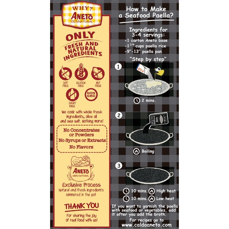 Aneto Squid Ink Paella Cooking Base Broth | 33.83 ounces
