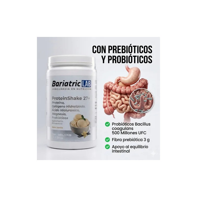 Proteína Whey Vainilla Con Colágeno Probióticos Bariátrico