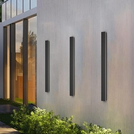 Aipsun 2 Pack Outdoor Wall Lights, 39.4inch Black LED Exterior Light Fixtures Wall Mount, Modern Porch Lights Wall Sconce, Long LED Linear Outside Lighting for Garage, Front Door 3000K