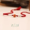 ZULRI 92.5 Sterling Silver Panchmukhi Rudraksha Red Thread Rakhi For