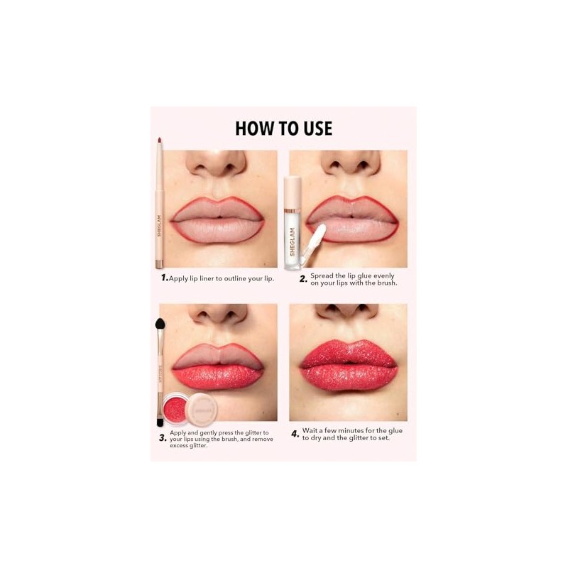 SHEGLAM Kit de purpurina Lip Dazzler (Red carpet, 3 g)