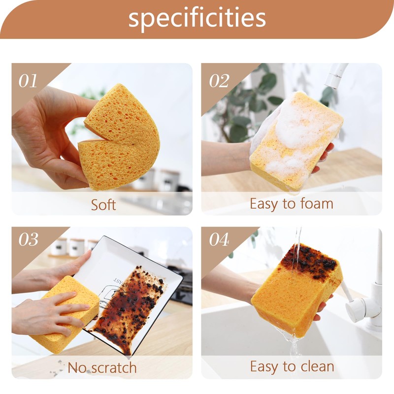 Sponges Kitchen,2" Thick Heavy Scrub Sponges,Extra Large No Scratches Household