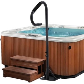 Hot Tub Handrail, 360° Rotatable Spa Side Handrail with 35"～57" Adjustable Height, Hot Tub Hand Rail with Slide-Under Base and Non-Slip Grip for Indoor & Outdoor, 600LBS Capacity