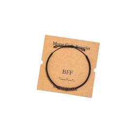 Women Men Morse Code Stretch String Bracelets Silk Beaded Morse Code Wrap Strand Bracelet Adjustable Funny Inspirational Jewelry Gifts for Mom Daughter Sister Best Friend, Metal, withoutgem