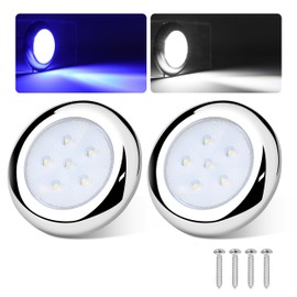 RVZONE 3inch RGBW Boat Courtesy Lights, IP68 Waterproof Stainless Steel Boat Interior Exterior Deck Cabin Transom Cockpit T Top Marine Led Light for Fishing Pontoon Bass Sailboat