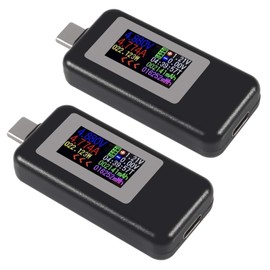 AITRIP 2PACK Type-C USB Tester USB Power Meter, USB C Voltage Tester Multimeter 0-5A 4-30V Current Meter Tester, USB-C Charger Tester, Color Display Type C Voltmeter Ammeter
