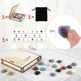 RUBY Artree 20 x Lucky Charm Heart Crystals, 2 cm Natural Gemstones with Wooden Box, Ideal Guest Gift for Wedding, Children's Birthday, School and Mother's Day for Women