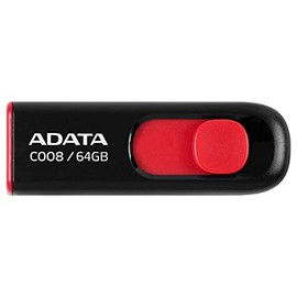 PSA COMPUTO Y PAPELERIA Kit 5 Piezas Memoria USB Adata C008 64gb 2.0 Negro Y Rojo Unidad Flash Classic Diseño Elegante, facil de Usar sin Tapa para Todo Tipo de computadora, KIT5AC008-64G-RKD