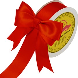 LEEQE Double Face Red Satin Ribbon 1-1/2" X 50 Yards Polyester Red Ribbon for Gift Wrapping Very Suitable for Weddings Party Hair Bow Invitation Decorations and MoreDecorations and More