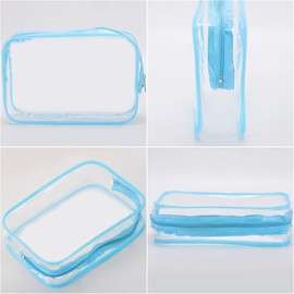 Bolsas de cosméticos transparentes azules (Paquete de 20) - Prácticas y organizadas
