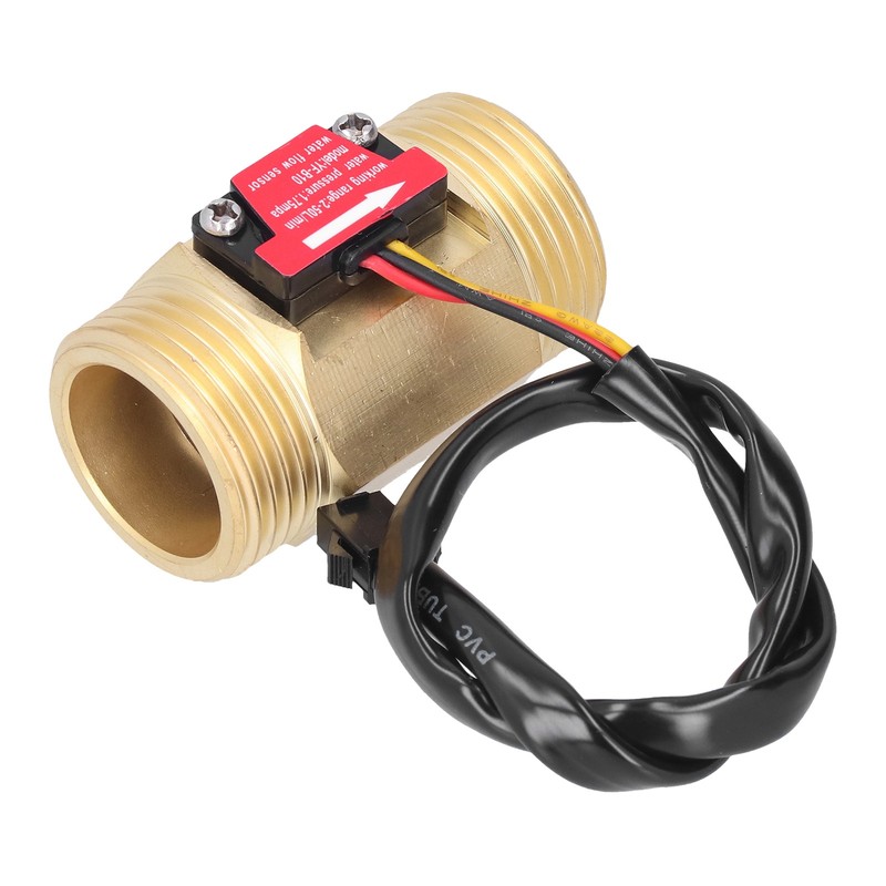 Water Flow Sensor Meter Flowmeter 1.3in Brass Male Thread for