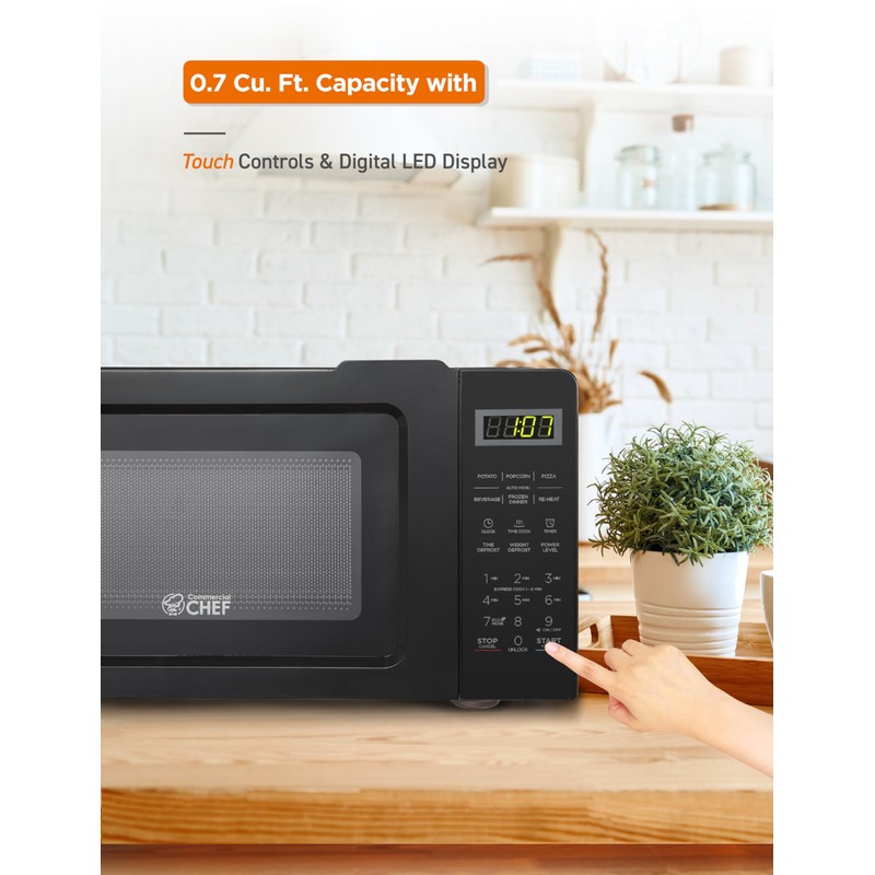 COMMERCIAL CHEF 0.7 Cubic Foot Microwave with 10 Power Levels,
