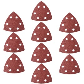 sourcing map Detail Sander Sandpaper, Triangular Sanding Paper, Hook and Loop Sanding Pads, Triangle Oscillating Multi Tool, 60 Grits 6 Holes, 10pcs