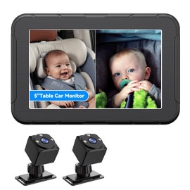 MHCABSR Dual Baby Car Camera, 1080P Dual-Channel 5 inch Display Kids Car Monitor with 2 IR Night Vision Cam,Backseat Camera for Baby Rear Facing Easy Installation