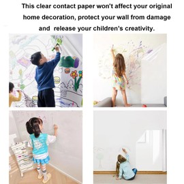 CHANMOL Clear Peel and Stick Wallpaper, Self-Adhesive Wallpaper Wall Protector, Oil Proof Waterproof Contact Paper for Kitchen Cabinets, Whiteboard, Shelf Drawer Liner (15.7" X 118")