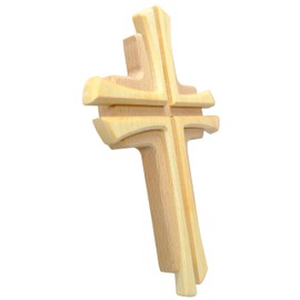 Kalner Präsente Crucifix en bois de hêtre mural moderne