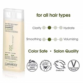 GIOVANNI Tea Tree Triple Treat Invigorating Shampoo - Cooling Peppermint, Eucalyptus & Rosemary, Strengthen & Rejuvenate Hair & Scalp, Salon Quality, Paraben Free, Tea Tree Shampoo - 8.5 oz (3 Pack)