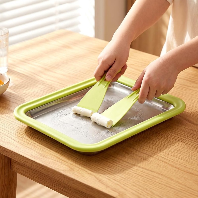 Ice Cream Roll Maker, Ice Rolls Plate with 2 Spatulas